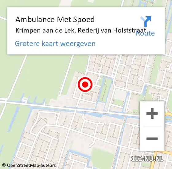 Locatie op kaart van de 112 melding: Ambulance Met Spoed Naar Krimpen aan de Lek, Rederij van Holststraat op 24 september 2016 20:33