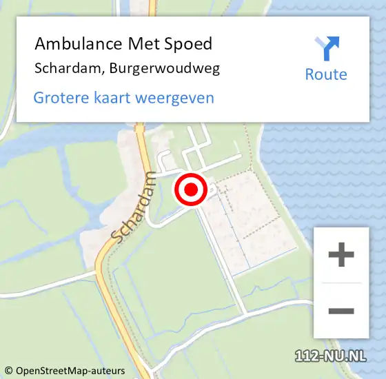 Locatie op kaart van de 112 melding: Ambulance Met Spoed Naar Schardam, Burgerwoudweg op 25 september 2016 04:35