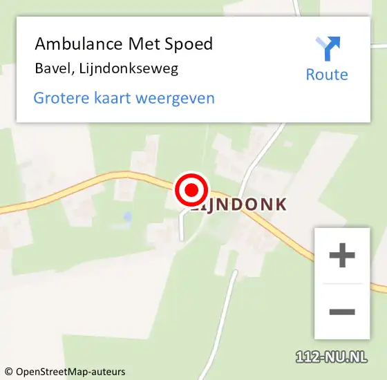 Locatie op kaart van de 112 melding: Ambulance Met Spoed Naar Bavel, Lijndonkseweg op 25 september 2016 09:26