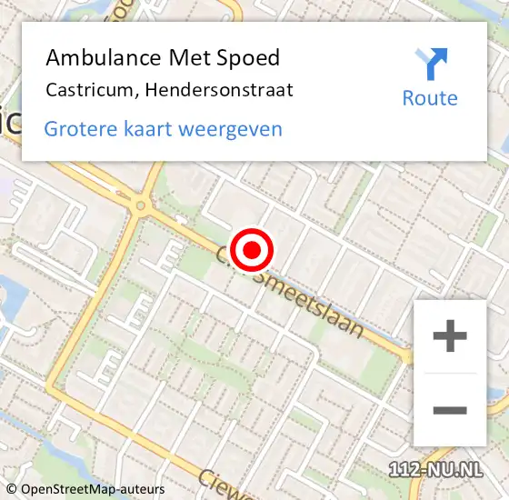 Locatie op kaart van de 112 melding: Ambulance Met Spoed Naar Castricum, Hendersonstraat op 25 september 2016 09:37