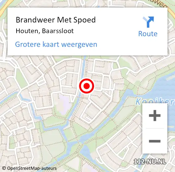 Locatie op kaart van de 112 melding: Brandweer Met Spoed Naar Houten, Baarssloot op 25 september 2016 09:55