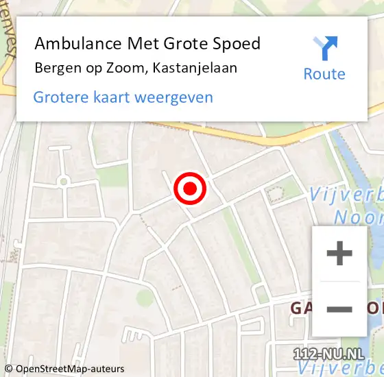 Locatie op kaart van de 112 melding: Ambulance Met Grote Spoed Naar Bergen op Zoom, Kastanjelaan op 25 september 2016 15:56
