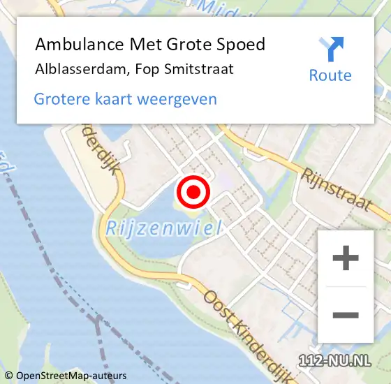 Locatie op kaart van de 112 melding: Ambulance Met Grote Spoed Naar Alblasserdam, Fop Smitstraat op 25 september 2016 19:35