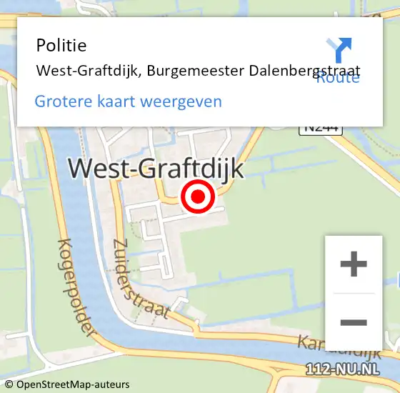 Locatie op kaart van de 112 melding: Politie West-Graftdijk, Burgemeester Dalenbergstraat op 26 september 2016 06:26