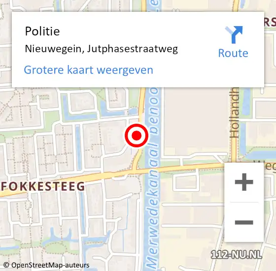 Locatie op kaart van de 112 melding: Politie Nieuwegein, Jutphasestraatweg op 26 september 2016 08:40