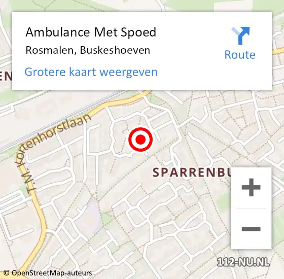 Locatie op kaart van de 112 melding: Ambulance Met Spoed Naar Rosmalen, Buskeshoeven op 26 september 2016 10:56