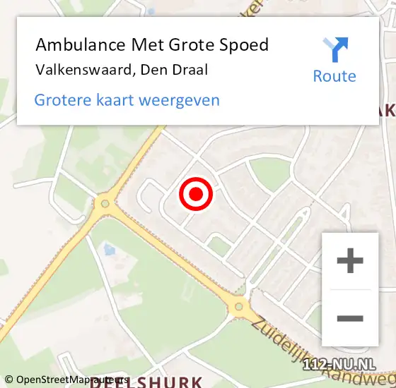 Locatie op kaart van de 112 melding: Ambulance Met Grote Spoed Naar Valkenswaard, Den Draal op 26 september 2016 11:33