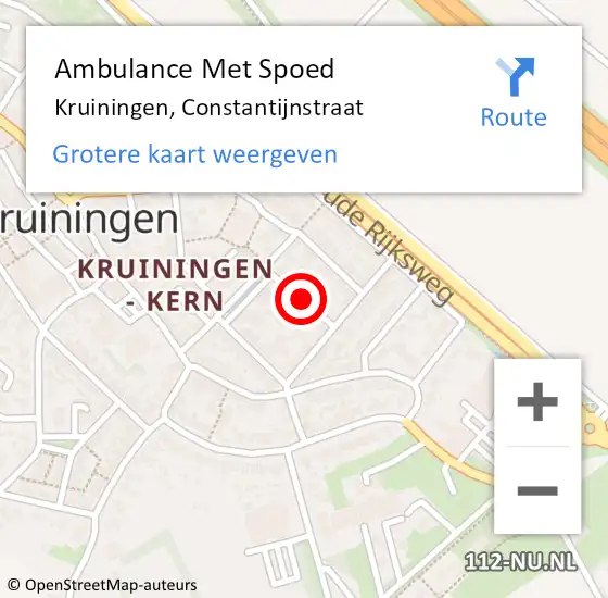 Locatie op kaart van de 112 melding: Ambulance Met Spoed Naar Kruiningen, Constantijnstraat op 26 september 2016 12:07