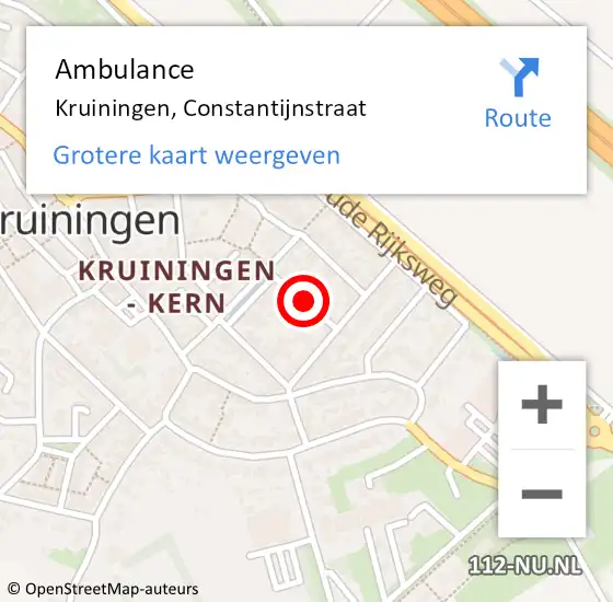 Locatie op kaart van de 112 melding: Ambulance Kruiningen, Constantijnstraat op 26 september 2016 14:05