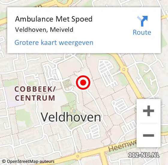 Locatie op kaart van de 112 melding: Ambulance Met Spoed Naar Veldhoven, Meiveld op 26 september 2016 14:28