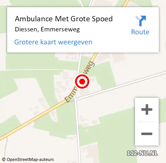 Locatie op kaart van de 112 melding: Ambulance Met Grote Spoed Naar Diessen, Emmerseweg op 26 september 2016 17:10