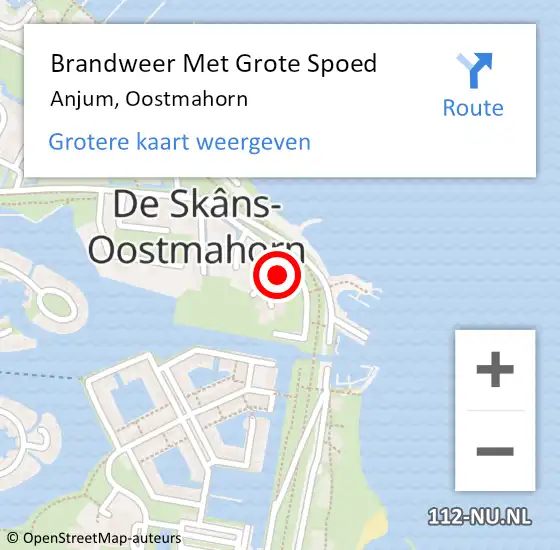 Locatie op kaart van de 112 melding: Brandweer Met Grote Spoed Naar Anjum, Oostmahorn op 26 september 2016 18:23