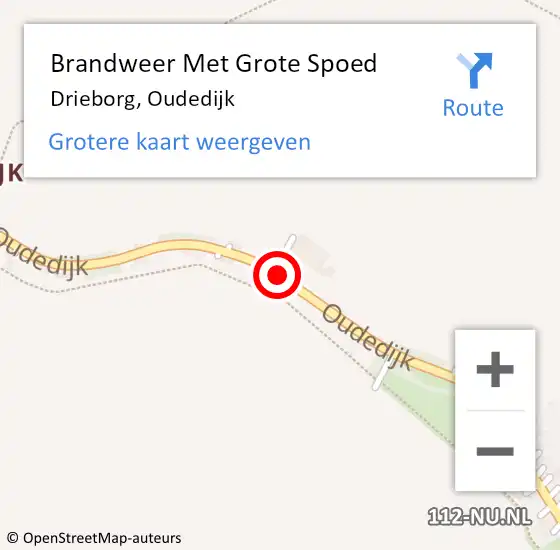 Locatie op kaart van de 112 melding: Brandweer Met Grote Spoed Naar Drieborg, Oudedijk op 27 september 2016 02:09