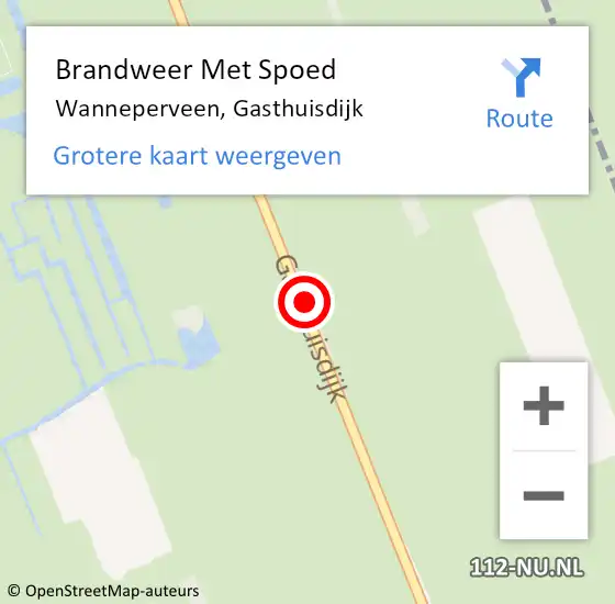 Locatie op kaart van de 112 melding: Brandweer Met Spoed Naar Wanneperveen, Gasthuisdijk op 27 september 2016 07:11