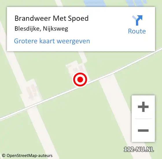 Locatie op kaart van de 112 melding: Brandweer Met Spoed Naar Blesdijke, Nijksweg op 5 september 2013 17:54