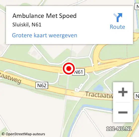 Locatie op kaart van de 112 melding: Ambulance Met Spoed Naar Sluiskil, N61 op 27 september 2016 11:43