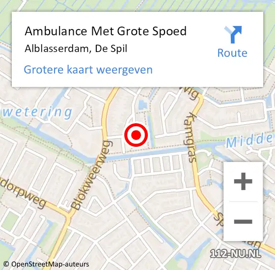 Locatie op kaart van de 112 melding: Ambulance Met Grote Spoed Naar Alblasserdam, De Spil op 27 september 2016 14:29