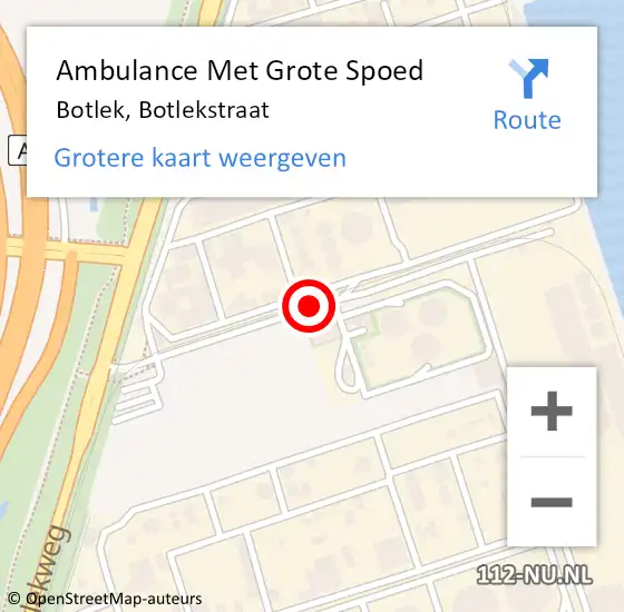 Locatie op kaart van de 112 melding: Ambulance Met Grote Spoed Naar Botlek, Botlekstraat op 27 september 2016 14:47