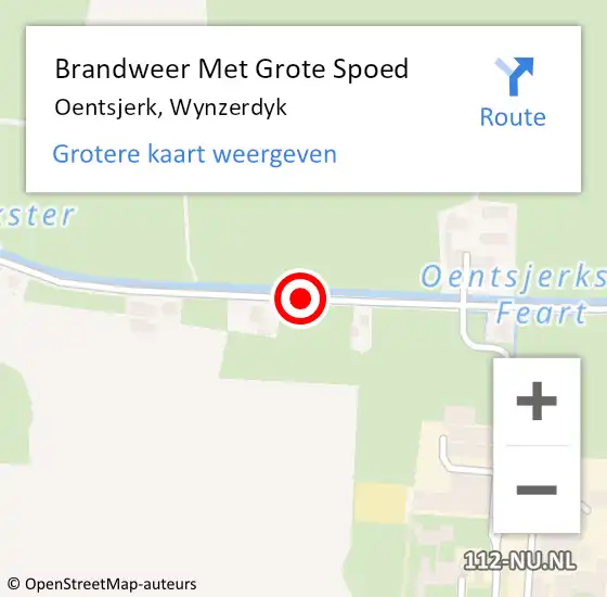 Locatie op kaart van de 112 melding: Brandweer Met Grote Spoed Naar Oentsjerk, Wynzerdyk op 27 september 2016 15:53