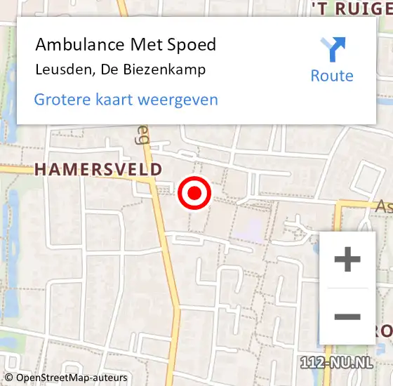 Locatie op kaart van de 112 melding: Ambulance Met Spoed Naar Leusden, De Biezenkamp op 27 september 2016 16:02