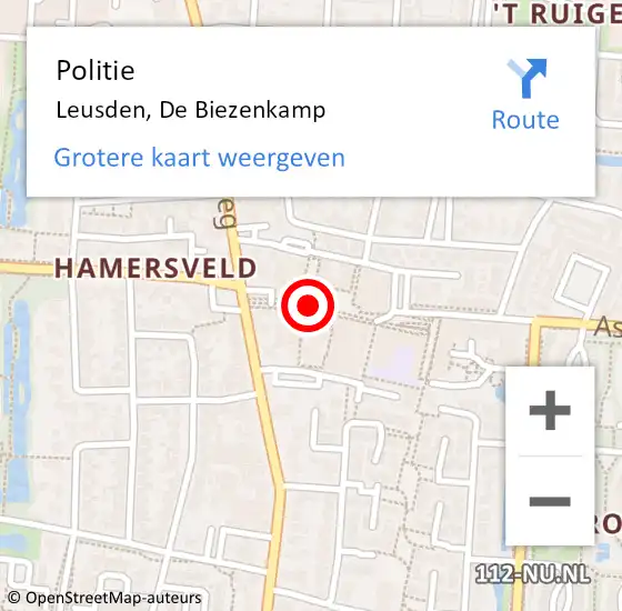 Locatie op kaart van de 112 melding: Politie Leusden, De Biezenkamp op 27 september 2016 16:03