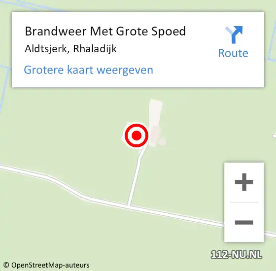 Locatie op kaart van de 112 melding: Brandweer Met Grote Spoed Naar Aldtsjerk, Rhaladijk op 27 september 2016 16:06