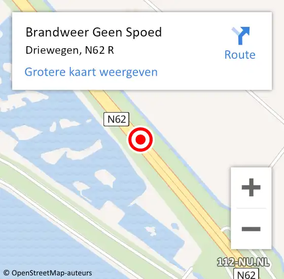 Locatie op kaart van de 112 melding: Brandweer Geen Spoed Naar Driewegen, N62 R op 27 september 2016 20:15
