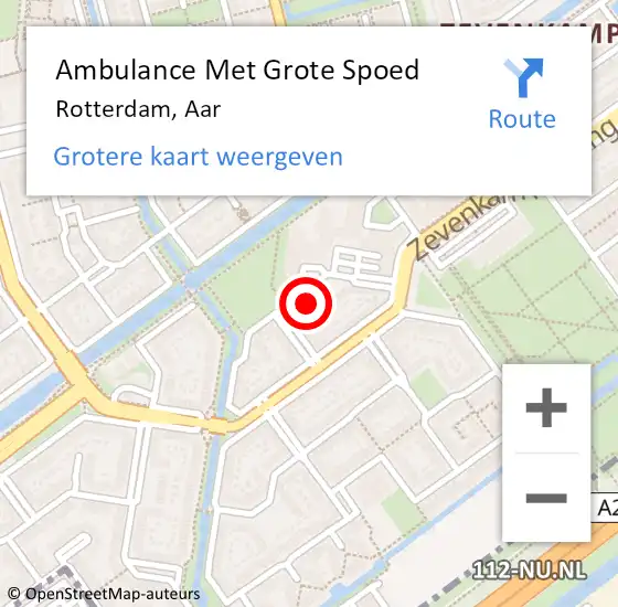 Locatie op kaart van de 112 melding: Ambulance Met Grote Spoed Naar Rotterdam, Aar op 28 september 2016 04:05