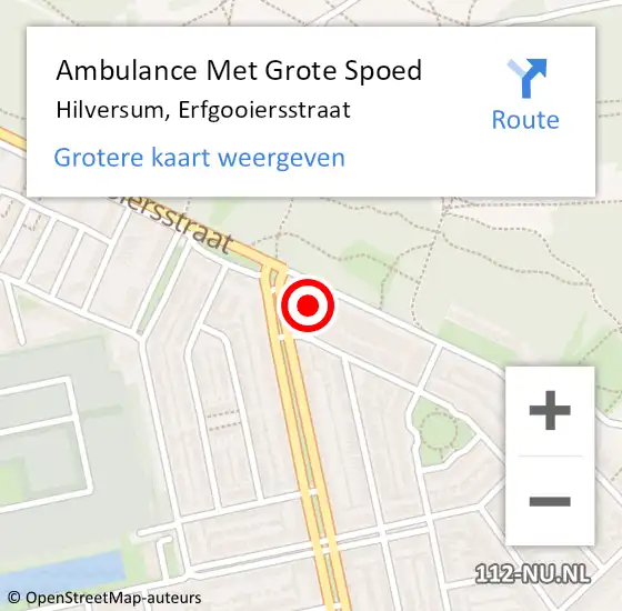 Locatie op kaart van de 112 melding: Ambulance Met Grote Spoed Naar Hilversum, Erfgooiersstraat op 28 september 2016 05:14
