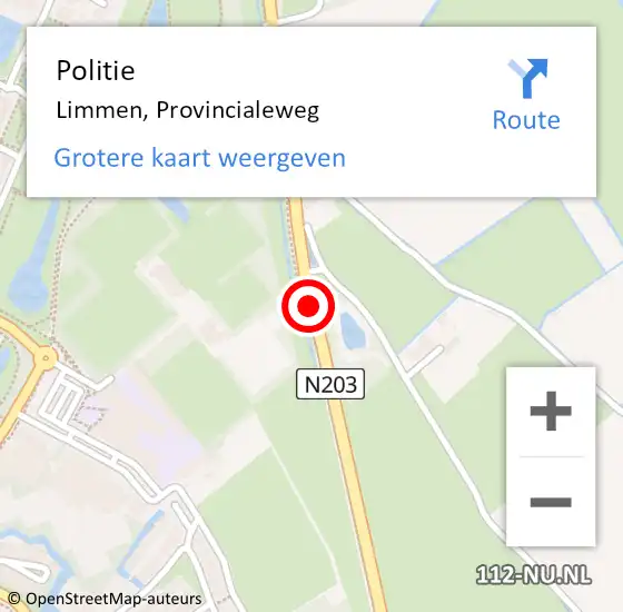 Locatie op kaart van de 112 melding: Politie Limmen, Provincialeweg op 28 september 2016 07:27