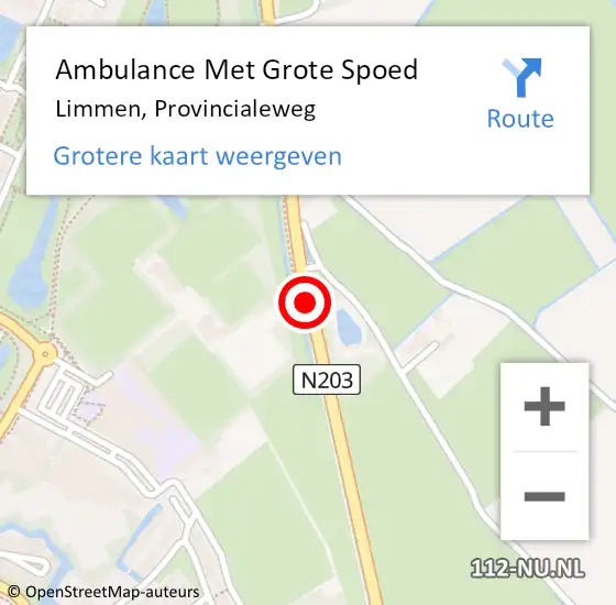 Locatie op kaart van de 112 melding: Ambulance Met Grote Spoed Naar Limmen, Provincialeweg op 28 september 2016 07:47