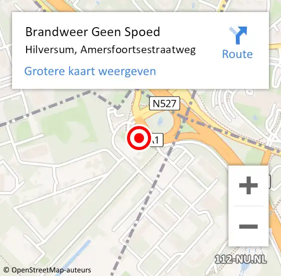 Locatie op kaart van de 112 melding: Brandweer Geen Spoed Naar Hilversum, Amersfoortsestraatweg op 28 september 2016 08:33