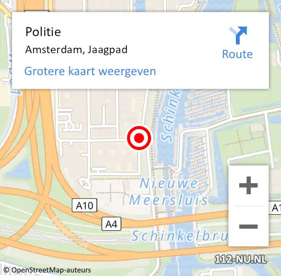 Locatie op kaart van de 112 melding: Politie Amsterdam, Jaagpad op 28 september 2016 10:16