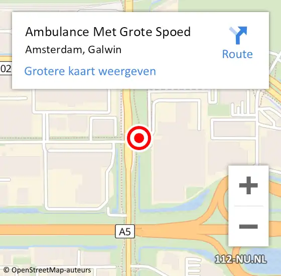 Locatie op kaart van de 112 melding: Ambulance Met Grote Spoed Naar Amsterdam, Galwin op 28 september 2016 10:19