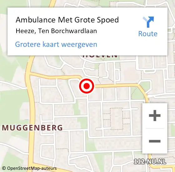 Locatie op kaart van de 112 melding: Ambulance Met Grote Spoed Naar Heeze, Ten Borchwardlaan op 28 september 2016 10:24