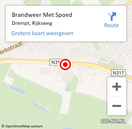 Locatie op kaart van de 112 melding: Brandweer Met Spoed Naar Drempt, Rijksweg op 28 september 2016 10:46