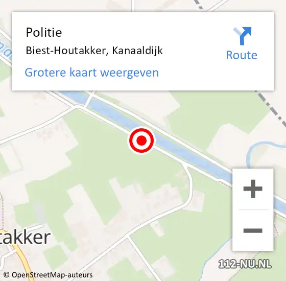 Locatie op kaart van de 112 melding: Politie Biest-Houtakker, Kanaaldijk op 28 september 2016 11:46