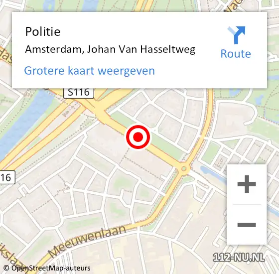 Locatie op kaart van de 112 melding: Politie Amsterdam, Johan Van Hasseltweg op 28 september 2016 12:11