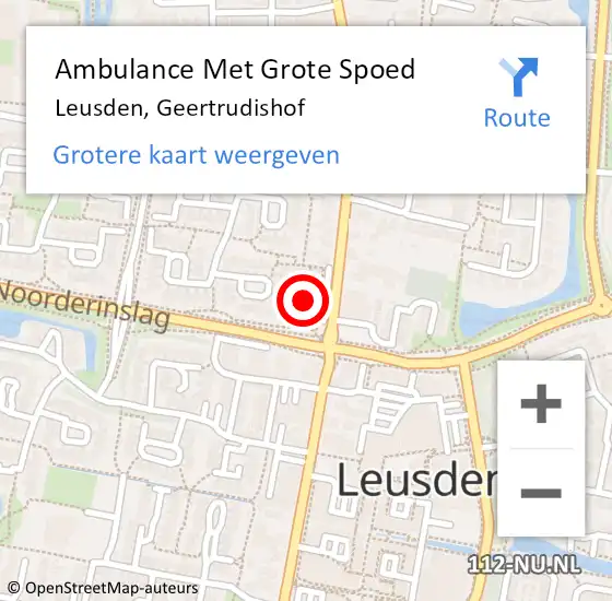 Locatie op kaart van de 112 melding: Ambulance Met Grote Spoed Naar Leusden, Geertrudishof op 28 september 2016 12:21