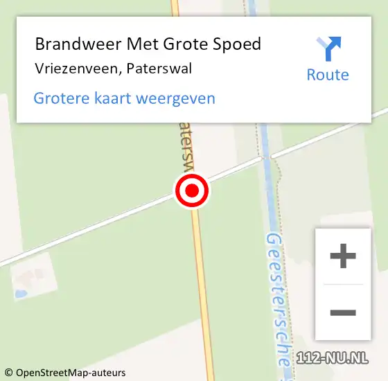 Locatie op kaart van de 112 melding: Brandweer Met Grote Spoed Naar Vriezenveen, Paterswal op 28 september 2016 12:36