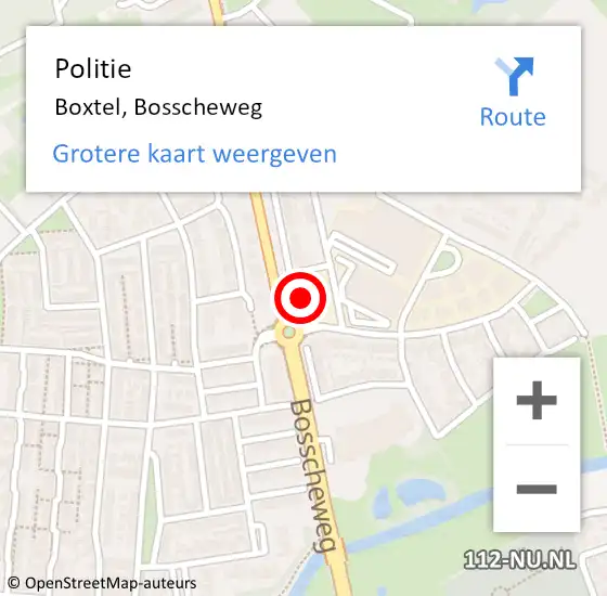 Locatie op kaart van de 112 melding: Politie Boxtel, Bosscheweg op 28 september 2016 12:40