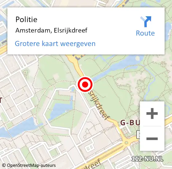 Locatie op kaart van de 112 melding: Politie Amsterdam, Elsrijkdreef op 28 september 2016 12:48