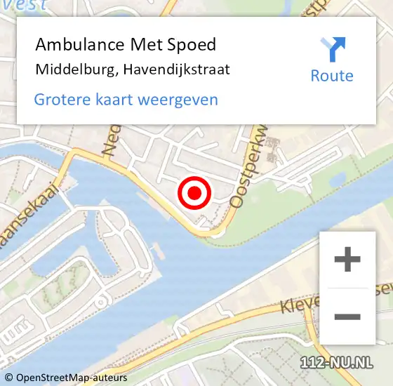 Locatie op kaart van de 112 melding: Ambulance Met Spoed Naar Middelburg, Havendijkstraat op 28 september 2016 12:54