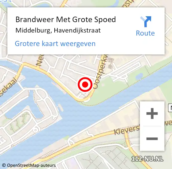 Locatie op kaart van de 112 melding: Brandweer Met Grote Spoed Naar Middelburg, Havendijkstraat op 28 september 2016 13:06
