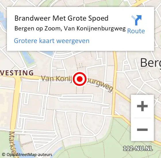 Locatie op kaart van de 112 melding: Brandweer Met Grote Spoed Naar Bergen op Zoom, Van Konijnenburgweg op 28 september 2016 13:33