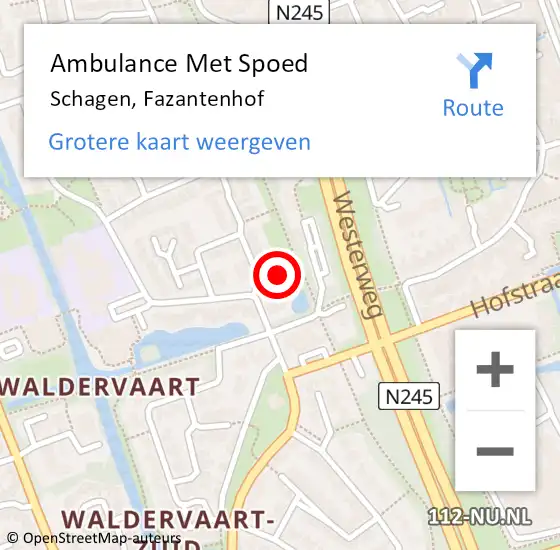 Locatie op kaart van de 112 melding: Ambulance Met Spoed Naar Schagen, Fazantenhof op 28 september 2016 13:47