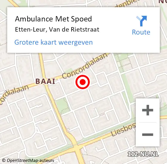 Locatie op kaart van de 112 melding: Ambulance Met Spoed Naar Etten-Leur, Van de Rietstraat op 28 september 2016 13:51