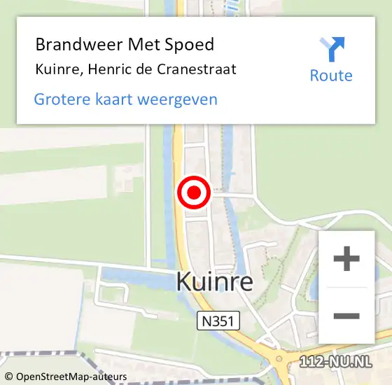 Locatie op kaart van de 112 melding: Brandweer Met Spoed Naar Kuinre, Henric de Cranestraat op 28 december 2013 19:40