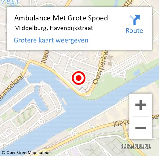 Locatie op kaart van de 112 melding: Ambulance Met Grote Spoed Naar Middelburg, Havendijkstraat op 28 september 2016 14:40