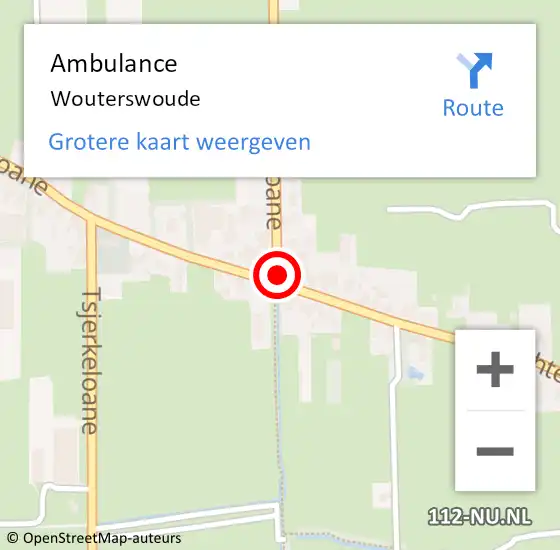 Locatie op kaart van de 112 melding: Ambulance Wouterswoude op 28 september 2016 18:12